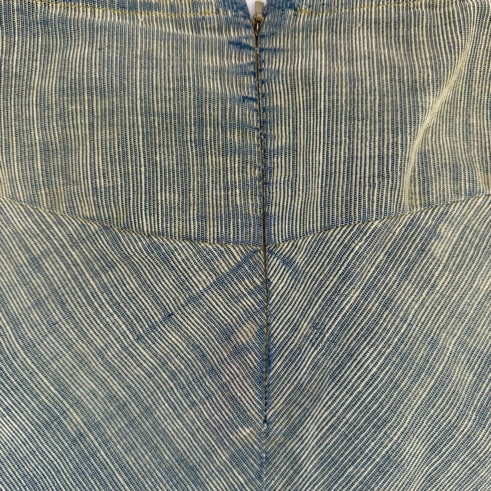 Vintage Talbots Blue Herringbone Midi A-Line Skirt Fringe Hem 12